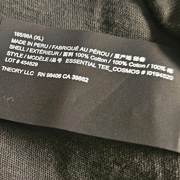 Theory Essential black Tee in Cosmos Slub 100% Cotton size XL - Picture 10 of 10